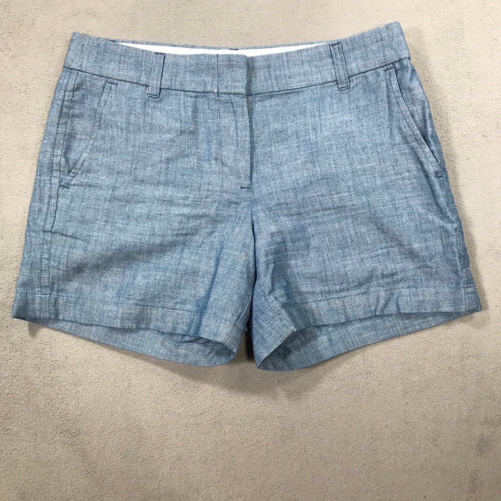 J.Crew Chino Shorts Women's 4 Blue Cotton Chambray Casual Preppy AY431